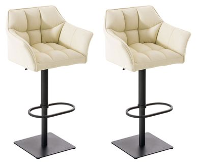 Lot De 2 Tabourets De Bar Damaso Similicuir Crème/noir