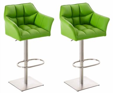 Lot De 2 Tabourets De Bar Damaso Similicuir Vert/acier Inoxydable