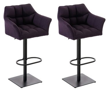 Lot De 2 Tabourets De Bar Damaso En Tissu Violet/noir