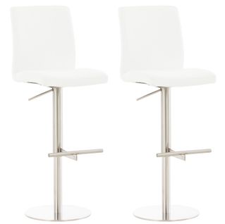 Lot De 2 Tabourets De Bar Cadiz En Similicuir Blanc /acier Inoxydable