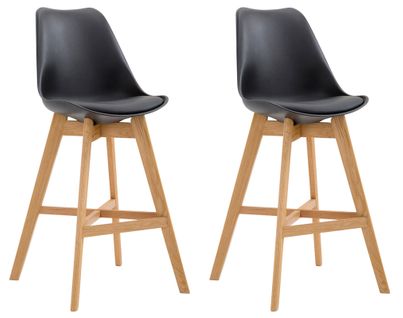 Lot De 2 Tabourets De Bar Cannes Avec Coque En Plastique Noir /nature
