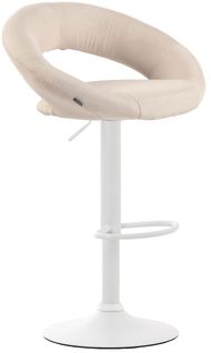 Tabouret De Bar Olinda En Tissu Crème/blanc