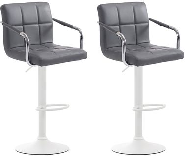Lot De 2 Tabourets De Bar Lucy  V2 En Similicuir Gris/blanc