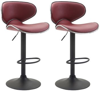 Lot De 2 Tabourets De Bar Las Vegas V2 Similicuir Bordeaux/noir