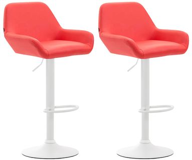 Lot De 2 Tabourets De Bar Braga En Similicuir Rouge/blanc