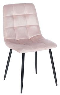 Chaise De Salle À Manger Antibes En Velours Avec Pieds En Métal Noir Rose
