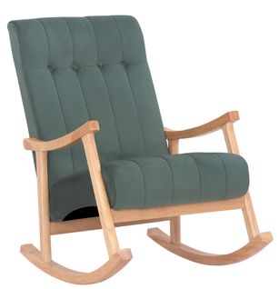 Chaise À Bascule Saltillo En Velours Pieds En Bois De Caoutchouc Nature / Vert