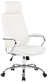Fauteuil De Bureau  Rako En Véritable Cuir Ajustable Et Pivotant Blanc