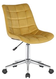 Chaise De Bureau Pivotant Medford En Velours Avec Hauteur Ajustable Et Roulettes Jaune