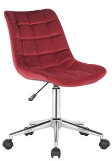 Chaise De Bureau Pivotant Medford En Velours Avec Hauteur Ajustable Et Roulettes Rouge