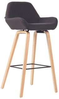 Tabouret De Bar Newnan En Tissu À 4 Pieds Noir /bois De Chêne Nature