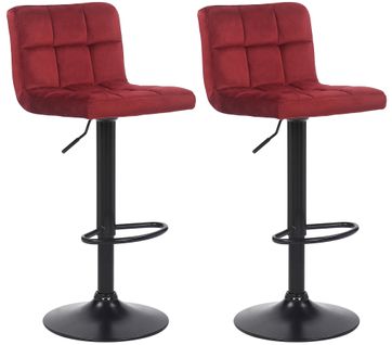 Lot De 2 Tabourets De Bar Feni En Velours Rouge