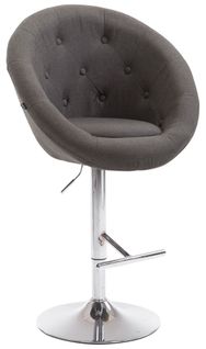 Tabouret De Bar London V2 En Tissu Avec Pied Et Repose-pieds En Métal Gris Foncé/chrome