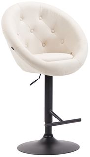 Tabouret De Bar London V2 En Tissu Avec Pied Et Repose-pieds En Métal Crème/noir