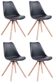 Lot De 4 Chaises De Salle À Manger Toulouse Similicuir Pieds Ronds Bois Noir /nature