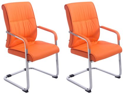 Lot De 2 Chaises Cantilever Xxl Anubis En Similicuir Avec Accoudoirs Orange