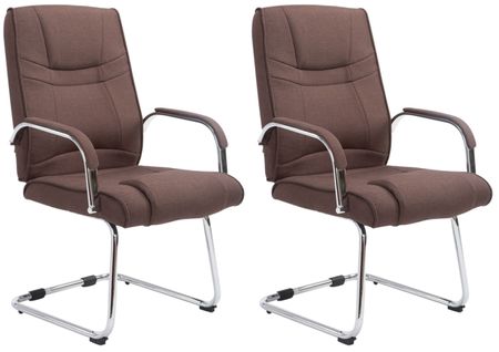 Lot De 2 Chaises Cantilever Attila En Tissu Avec Accoudoirs Marron