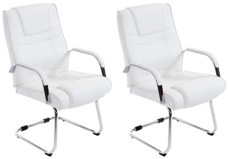 Lot De 2 Chaises Cantilever Attila En Similicuir Avec Accoudoirs Blanc
