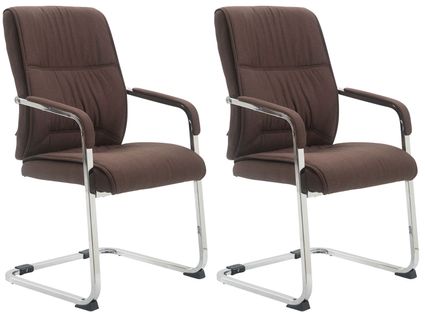 Clp Lot De 2 Chaises Cantilever Xxl Anubis En Tissu Avec Accoudoirs Marron