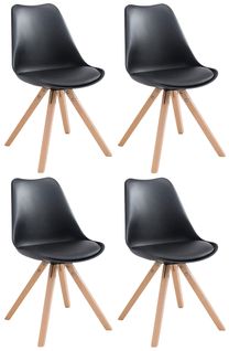 Lot De 4 Chaises De Salle À Manger Toulouse Similicuir Pieds Carrés Bois Noir /nature