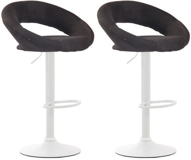 Lot De 2 Tabourets De Bar Olinda En Tissu Hauteur Réglable Et Siège Pivotant Gris Foncé/blanc