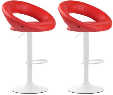 Lot De 2 Tabourets De Bar Olinda En Similicuir Hauteur Réglable Et Siège Pivotant Rouge/blanc