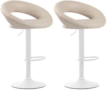Lot De 2 Tabourets De Bar Olinda En Similicuir Hauteur Réglable Et Siège Pivotant Crème/blanc