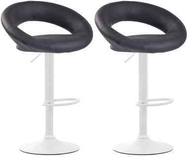 Lot De 2 Tabourets De Bar Olinda En Similicuir Hauteur Réglable Et Siège Pivotant Gris/blanc