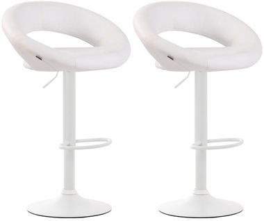 Lot De 2 Tabourets De Bar Olinda En Similicuir Hauteur Réglable Et Siège Pivotant Blanc /blanc