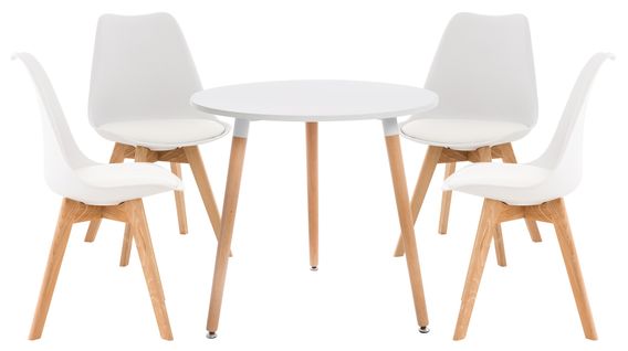 Ensemble De Salle À Manger Lansgar Avec 1 Table Et 4 Chaises Blanc