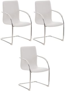 Lot De 3 Chaises Cantilever Melina En Similicuir Et Pied En Métal Blanc
