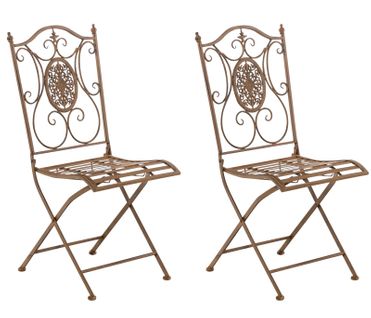 Lot De 2 Chaises De Jardin Pliables Sibell En Fer Marron Antique