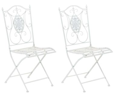 Lot De 2 Chaises De Jardin Pliables Sibell En Fer Blanc