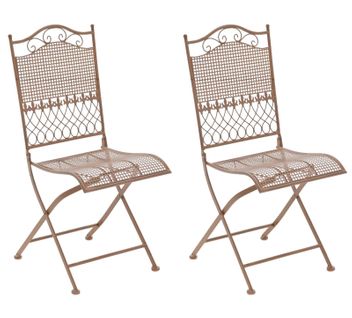 Lot De 2 Chaises De Jardin Pliables Kiran En Fer Marron Antique