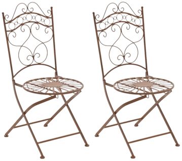 Lot De 2 Chaises De Jardin Pliables Indra En Fer Forgé Marron Antique