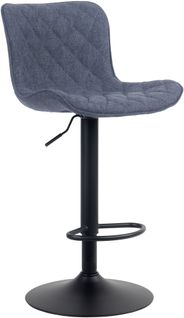 Tabouret De Bar Emma Pied En Métal Hauteur Réglable Siège Pivotant Bleu/tissu