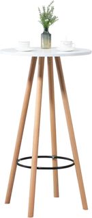 Table Haute De Bar Livia En Bois Nature / Blanc