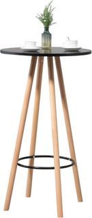 Table Haute De Bar Livia En Bois Nature / Noir
