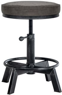Tabouret Destin En Similicuir Réglable Et Pivotant Argent Antique