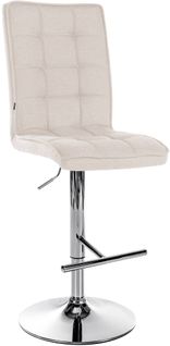 Tabouret De Bar Peking En Tissu Réglable Et Pivotant Crème/chrome
