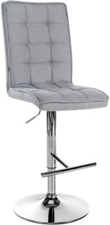 Tabouret De Bar Peking En Tissu Réglable Et Pivotant Gris Clair/chrome