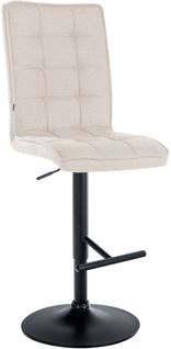 Tabouret De Bar Peking En Tissu Réglable Et Pivotant Crème/noir