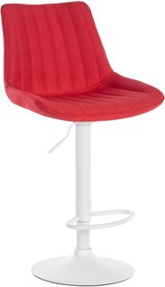 Tabouret De Bar Toni En Tissu Pied Trompette En Métal Rouge/blanc