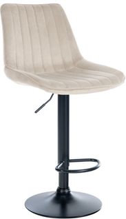 Tabouret De Bar Toni En Velours Pied Trompette En Métal Crème/noir