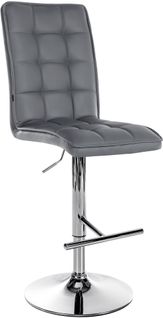 Tabouret De Bar Peking En Similicuir Réglable Et Pivotant Gris/chrome