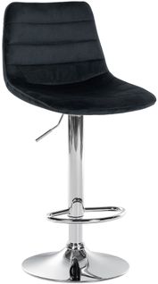 Tabouret De Bar Lex En Velours Pied Trompette En Métal Noir /chrome