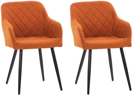 Lot De 2 Chaises De Salle À Manger Shila Avec Piètement En Métal Noir Orange/tissu