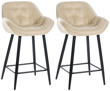 Lot De 2 Tabourets De Bar Gibson Avec Pieds En Métal Crème/tissu