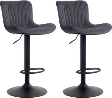 Lot De 2 Tabourets De Bar Linus Pied En Métal Réglable Pivotant Noir /velours