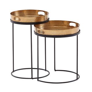 Table D'appoint Lot De 2 Table Basse De Salon Metal Orientale Aluminium